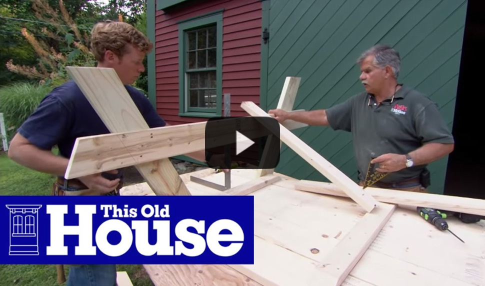 Watch video: Build a trestle-and-slat picnic table and benches