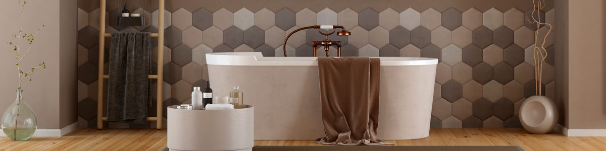 Elegant Bathroom with Hexagon Tiling